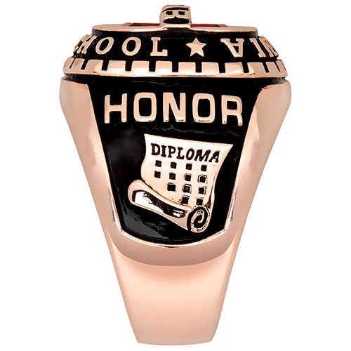Men's 14K Rose Gold Plated Personalized-Top Traditional Class Ring - Image 4