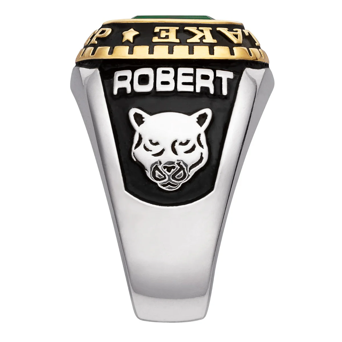 Men's 2-Tone Silver and 14K Gold over Sterling Birthstone Class Ring - Image 4
