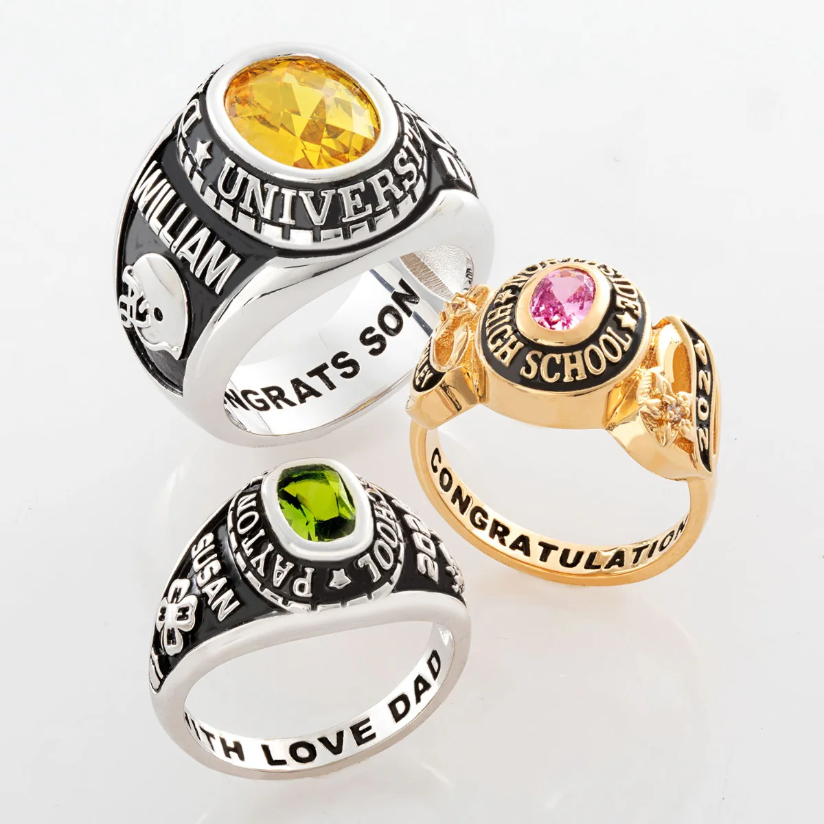 Men's CELEBRIUM Traditional Oval Checkerboard Birthstone Class Ring - Image 3