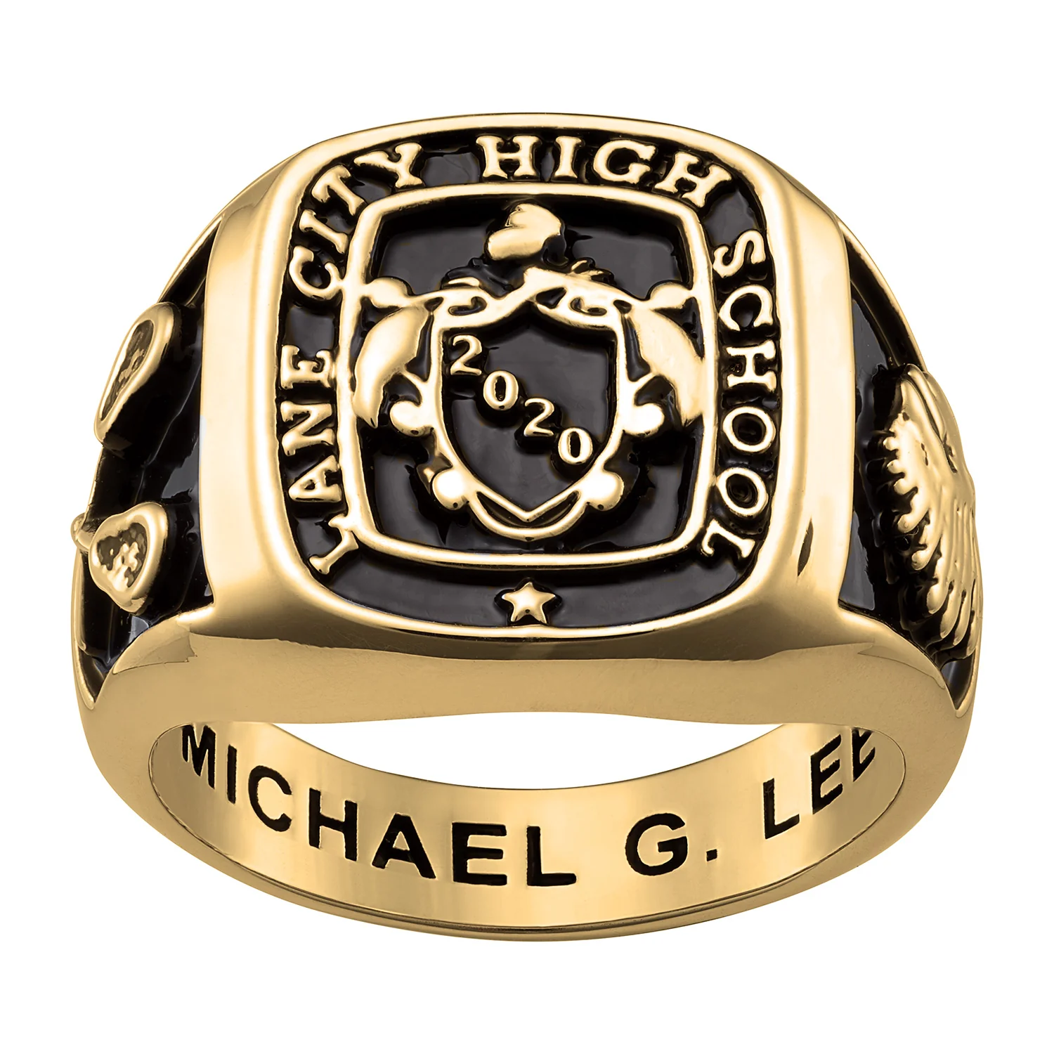 Men's 14K Gold over Sterling Crest Square Signet Class Ring