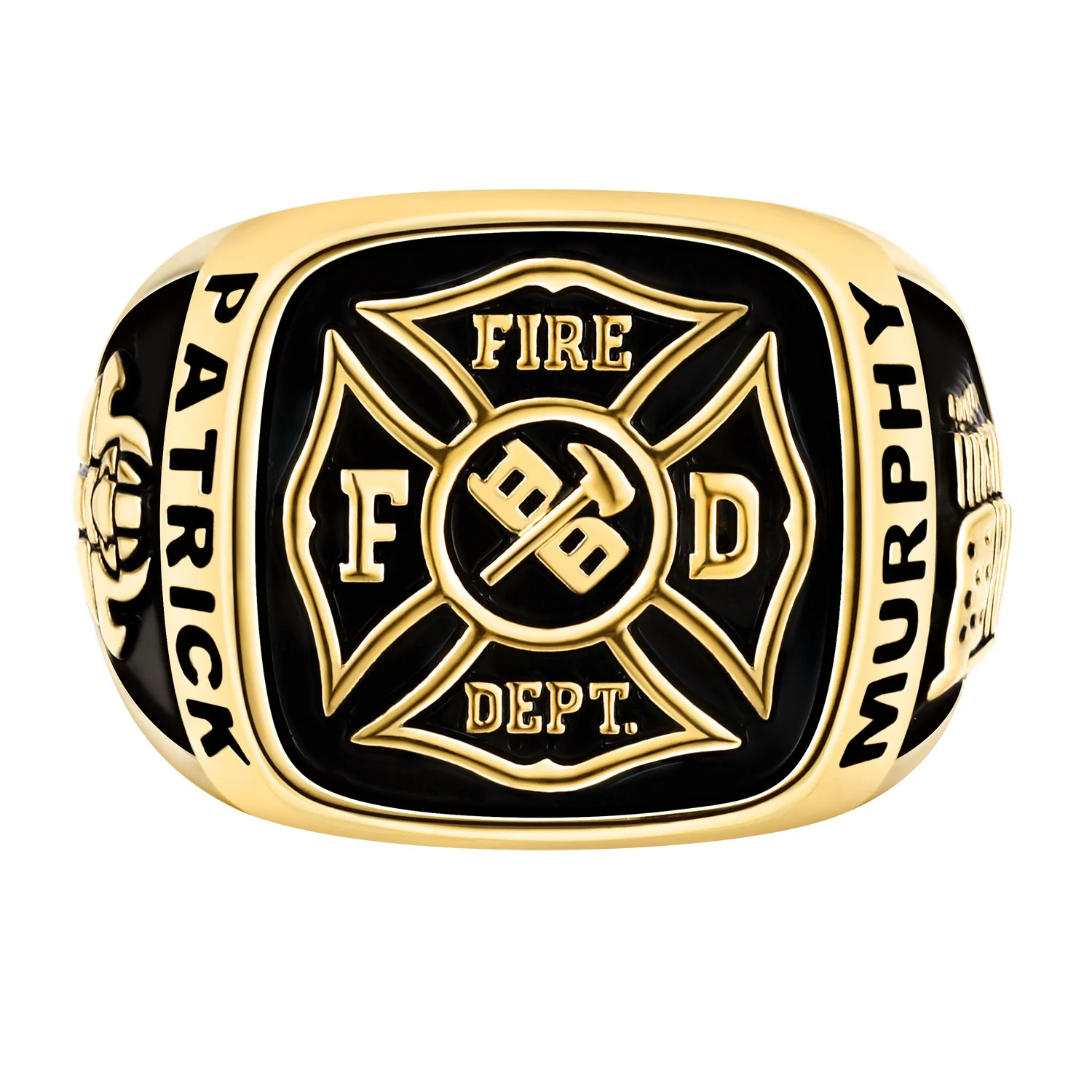 Men's Gold over Sterling Fire Dept First Responder Ring - Image 2