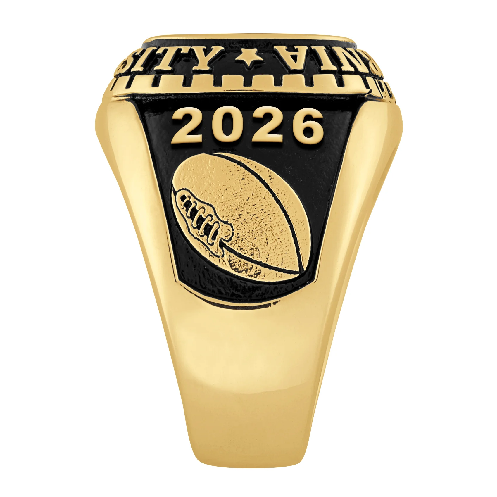 Men's 14K Gold over Sterling Large Traditional Checkerboard Birthstone Class Ring - Image 3