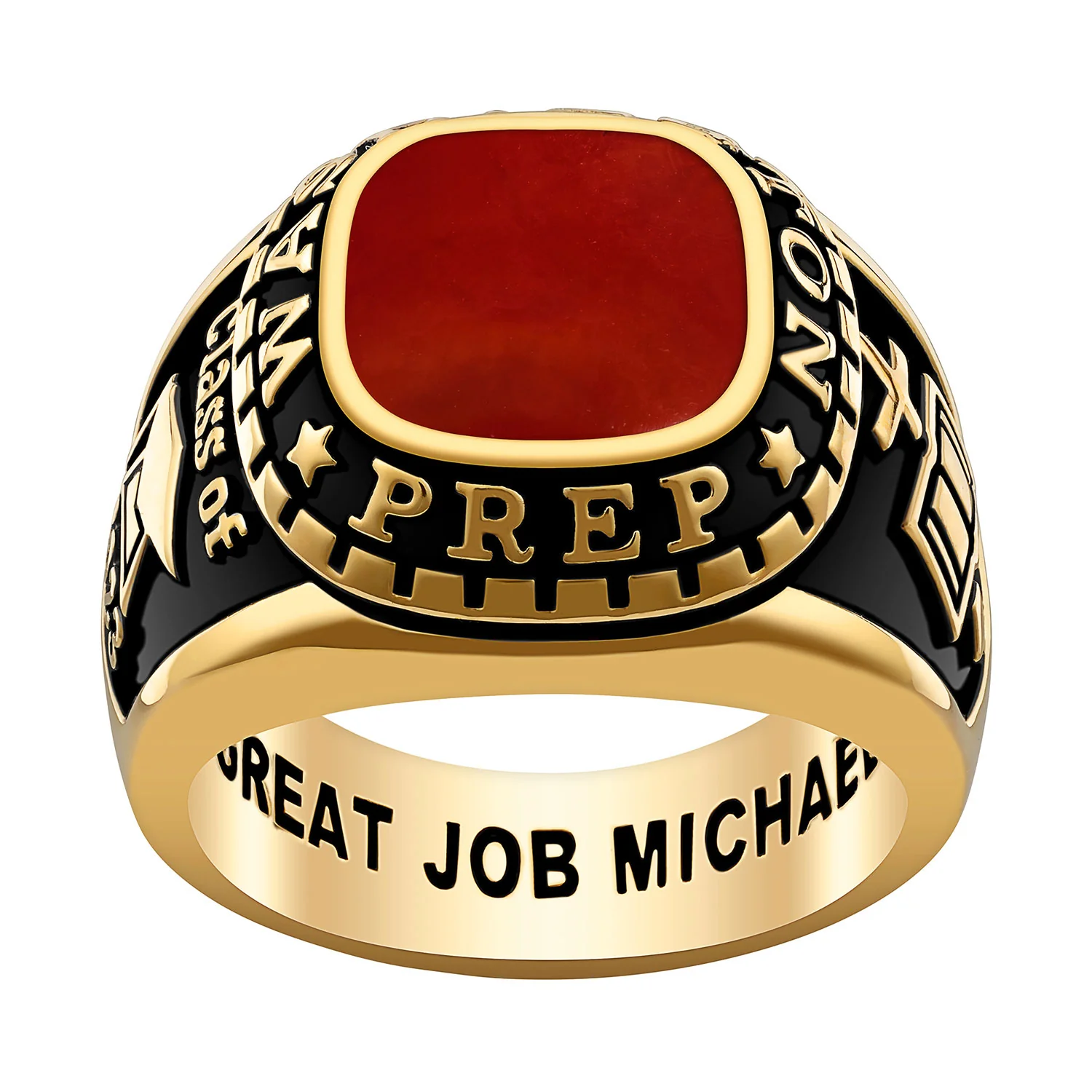 Men's 14K Gold over Sterling Genuine Stone Class Ring