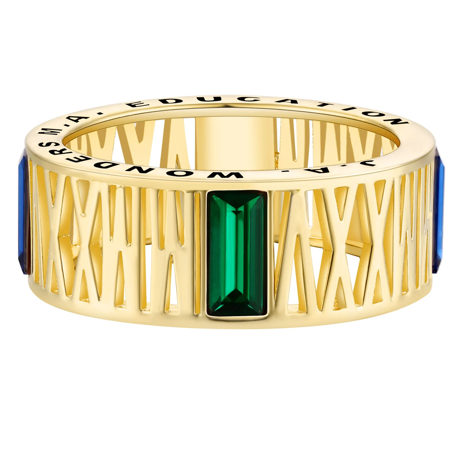 Men's Gold Over Sterling Roman Numeral 2025 Birthstone Class Ring - Image 2