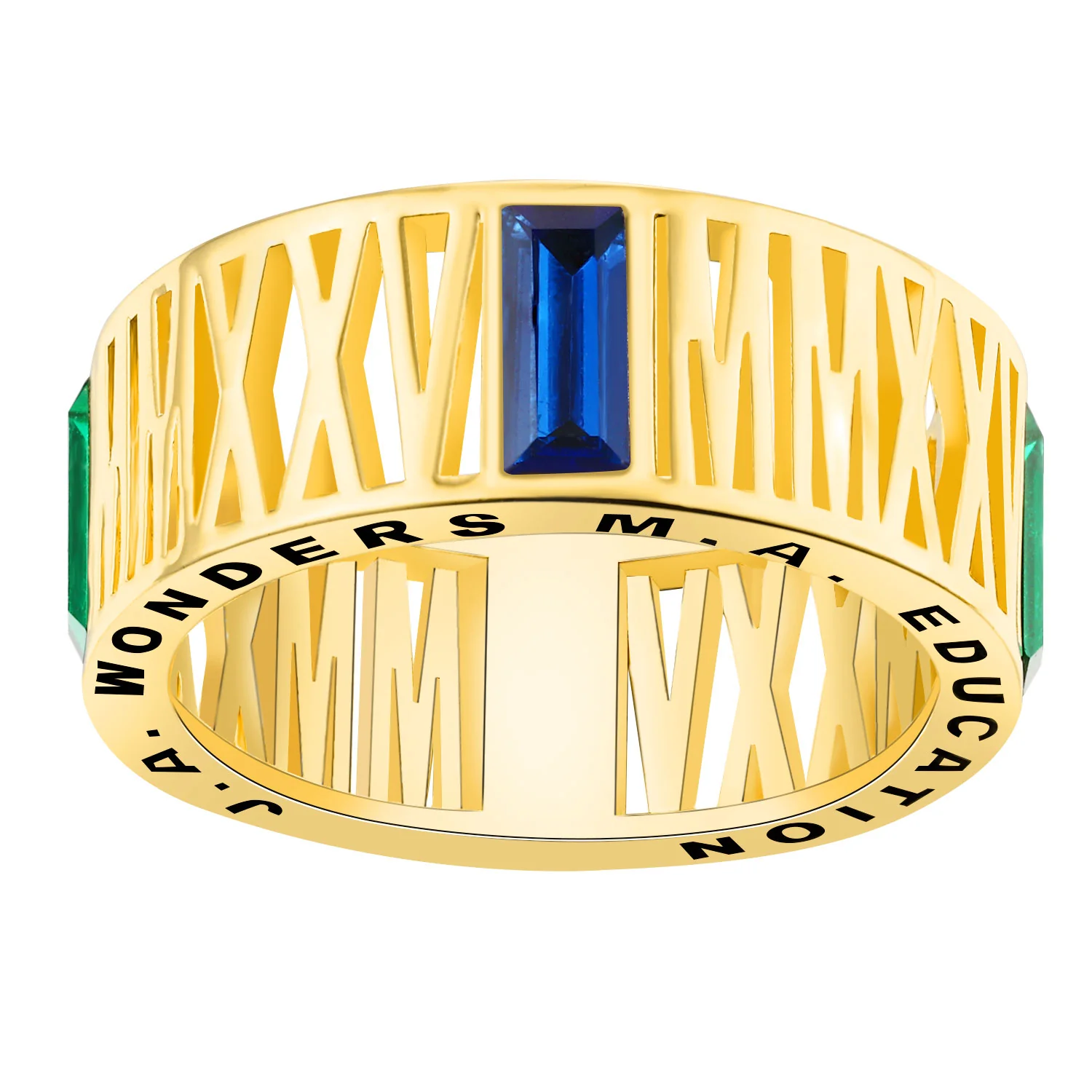 Men's Gold Plated CELEBRIUM Roman Numeral 2025 Birthstone Class Ring
