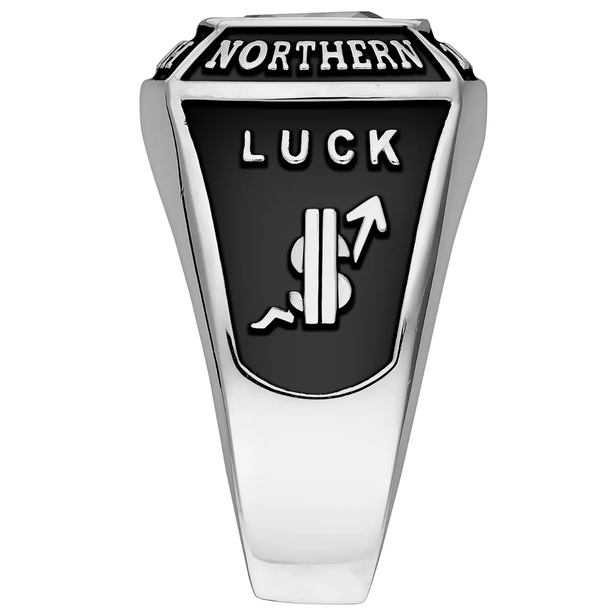 Men's Platinum Plated Traditional Square Birthstone Class Ring - Image 3