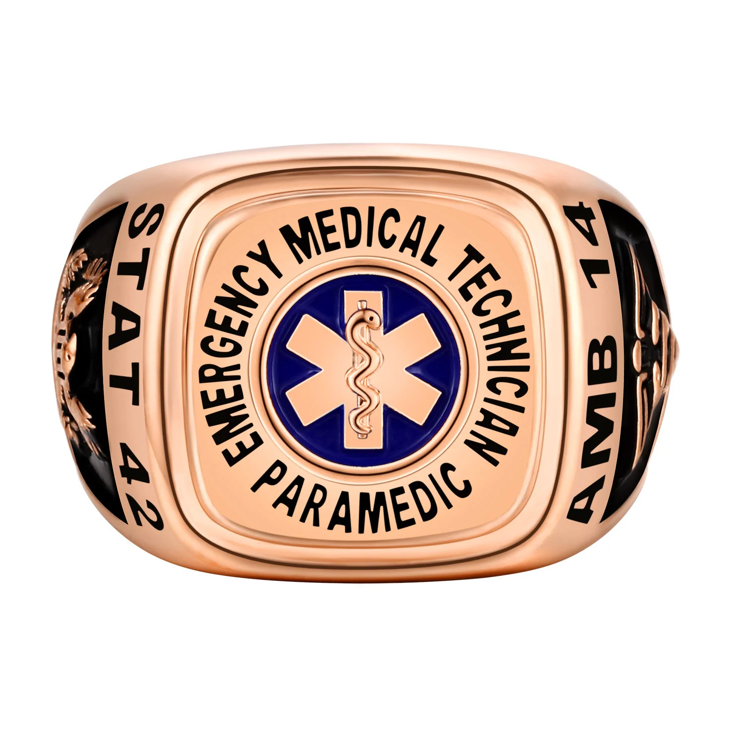 Men's Rose Gold Celebrium EMT First Responder Ring - Image 2