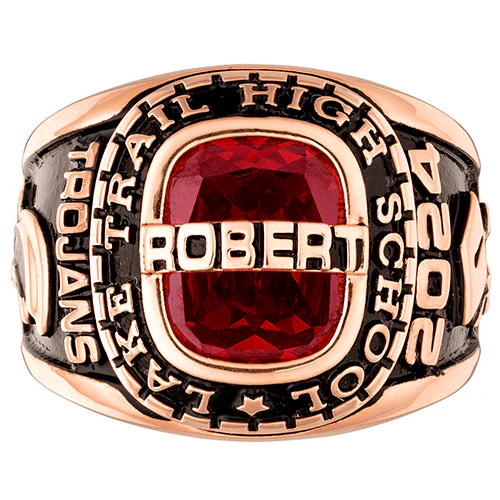 Men's Rose Gold CELEBRIUM Personalized Top Traditional Birthstone Class Ring - Image 2