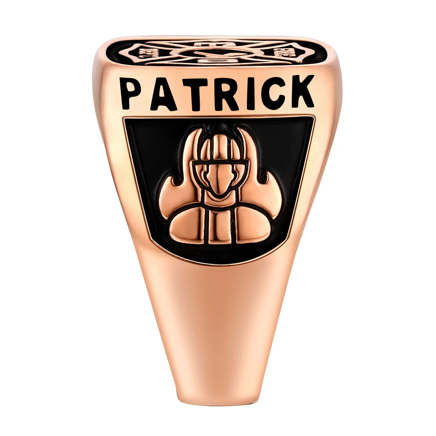 Men's Rose Gold over Sterling Fire Dept First Responder Ring - Image 3