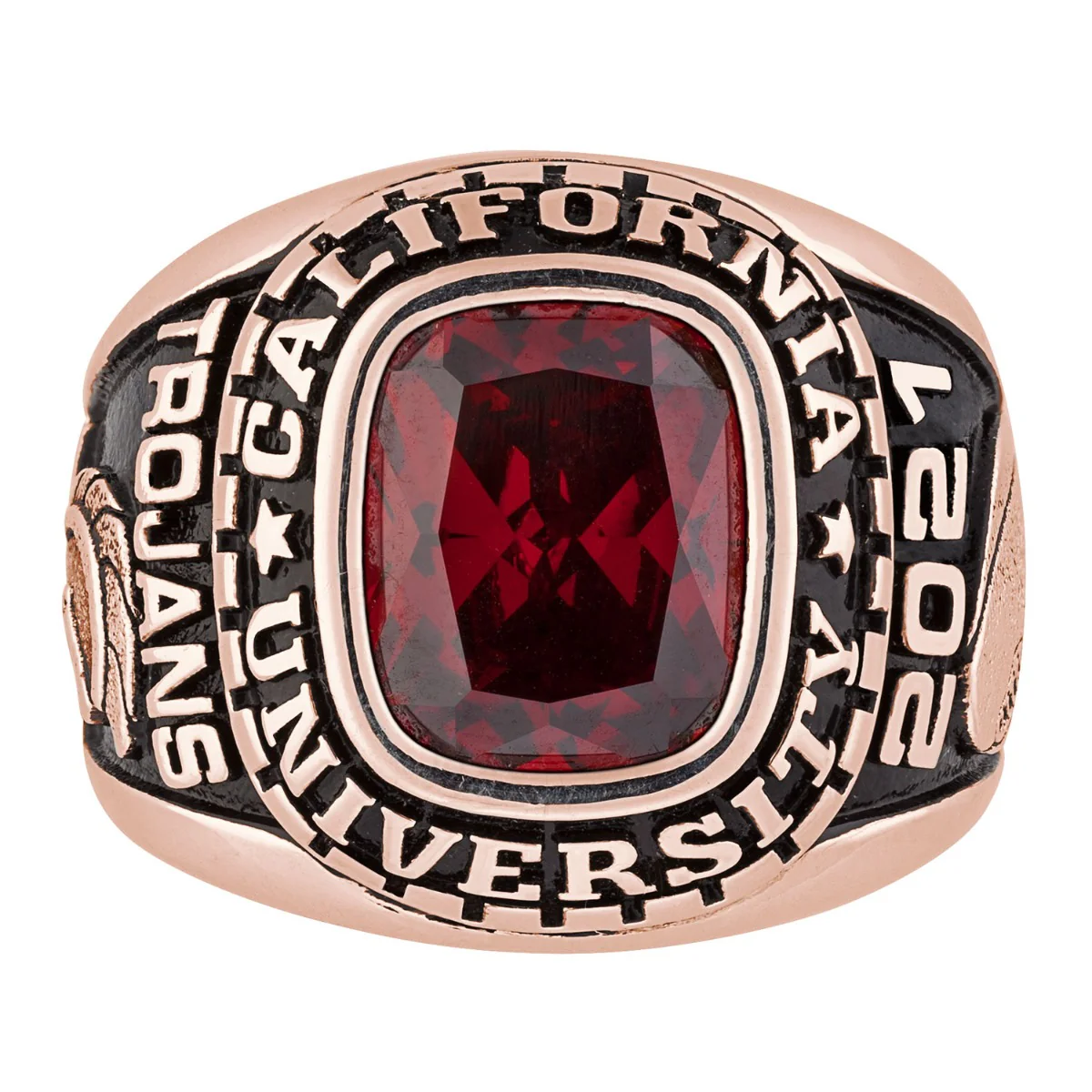 Men's 14K Rose Gold over Sterling Large Traditional Birthstone Class Ring - Image 2