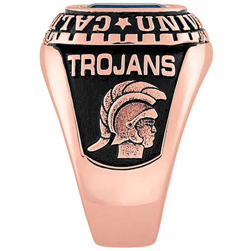 Men's 14K Rose Gold over Sterling Large Traditional Checkerboard Birthstone Class Ring - Image 4