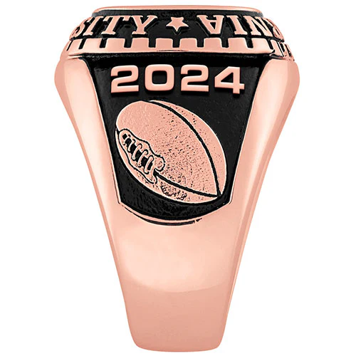 Men's 14K Rose Gold over Sterling Large Traditional Checkerboard Birthstone Class Ring - Image 5