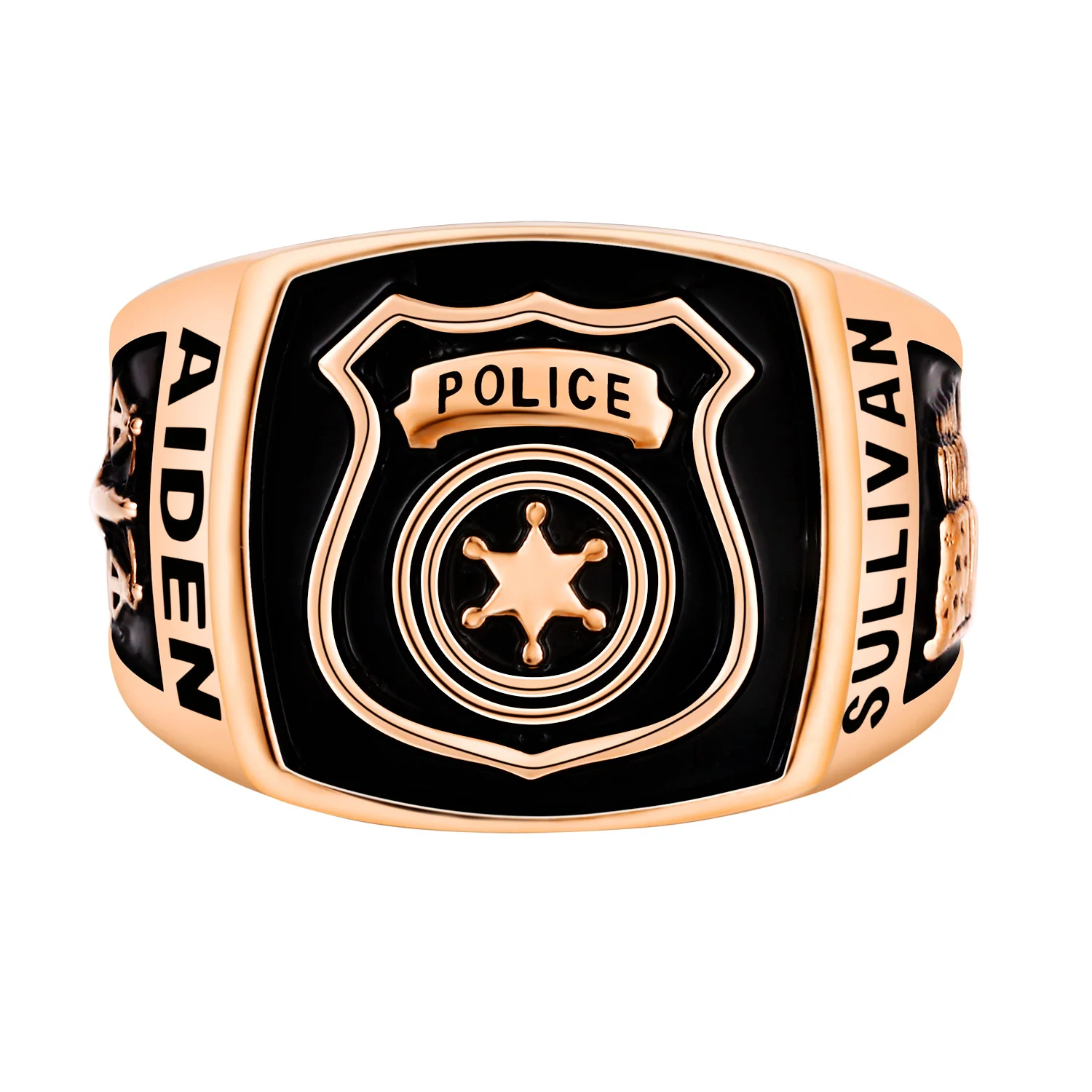 Men's Rose Gold over Sterling Police First Responder Ring - Image 2