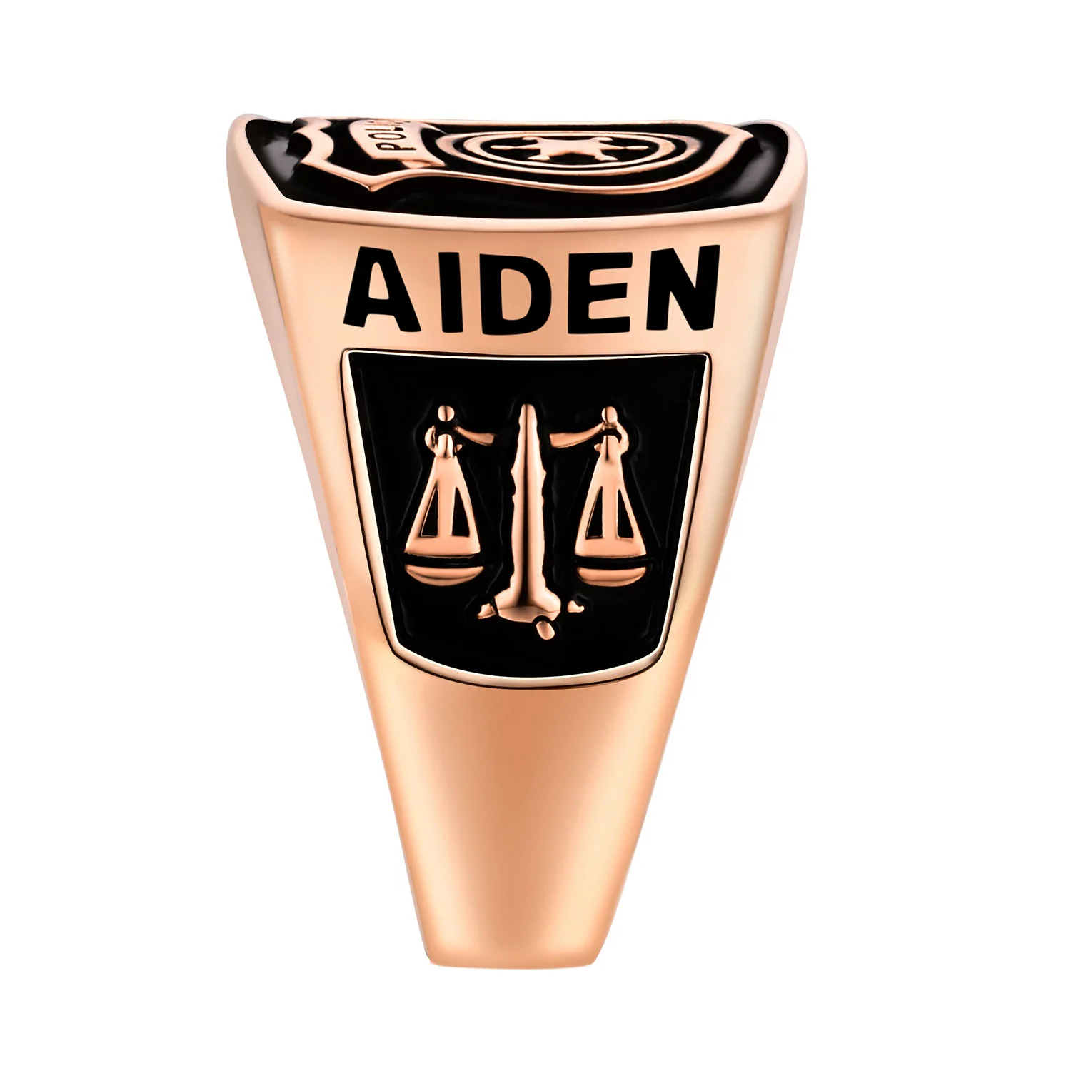 Men's Rose Gold over Sterling Police First Responder Ring - Image 3