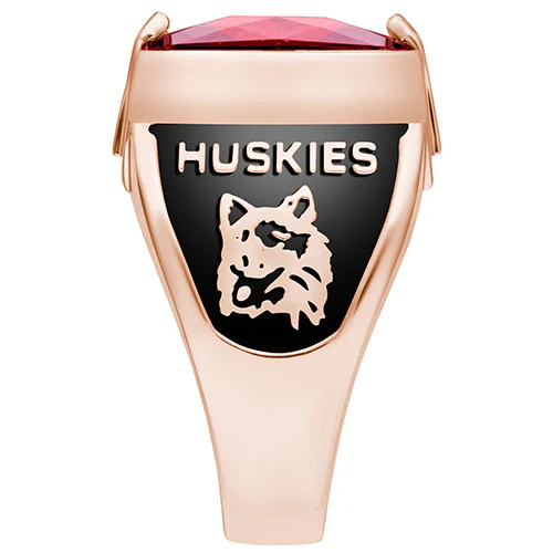 Men's 14K Rose Gold over Sterling Traditional Deco Birthstone Class Ring - Image 4
