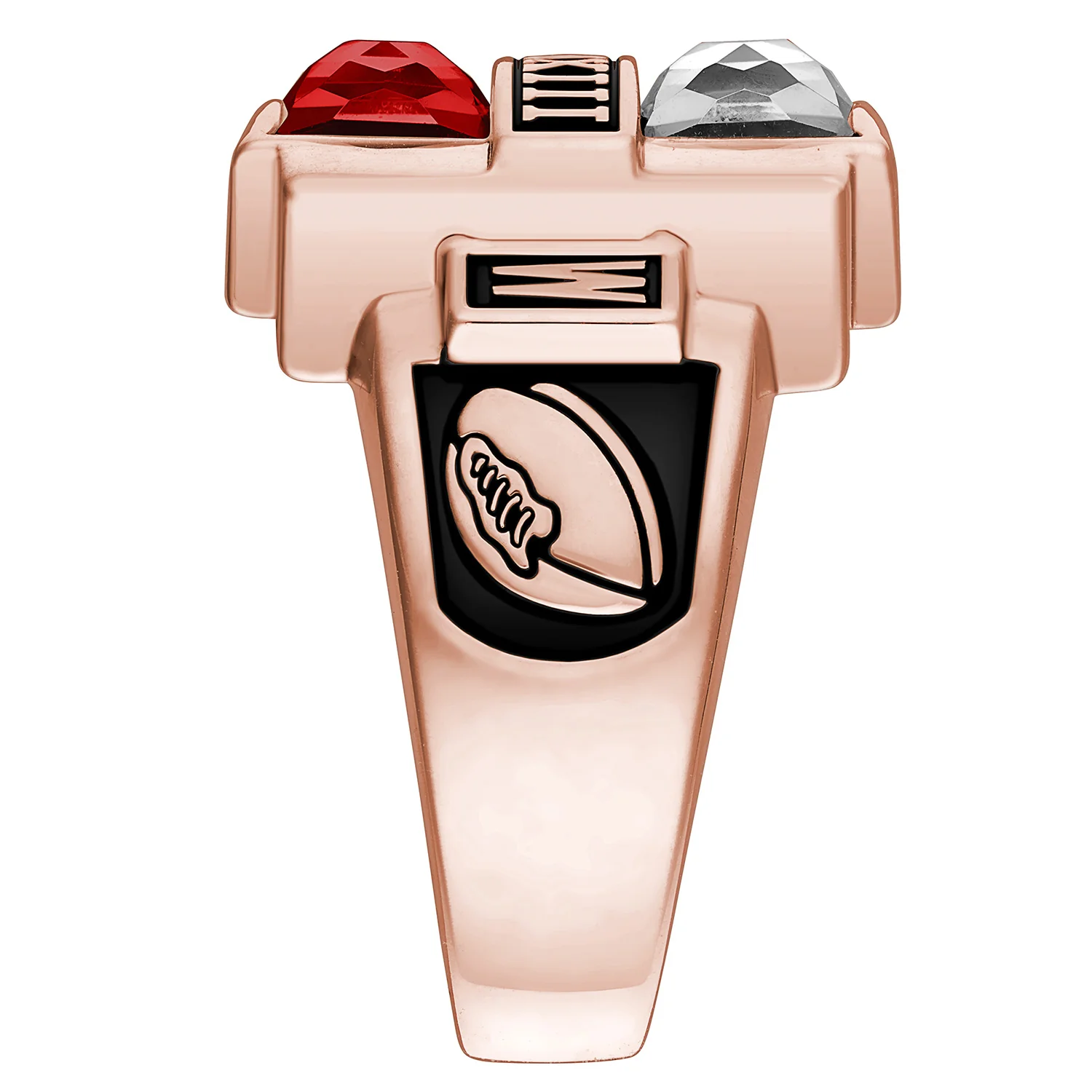Men's 14K Rose Gold over Sterling Double Birthstone Rectangle Class Ring - Image 4