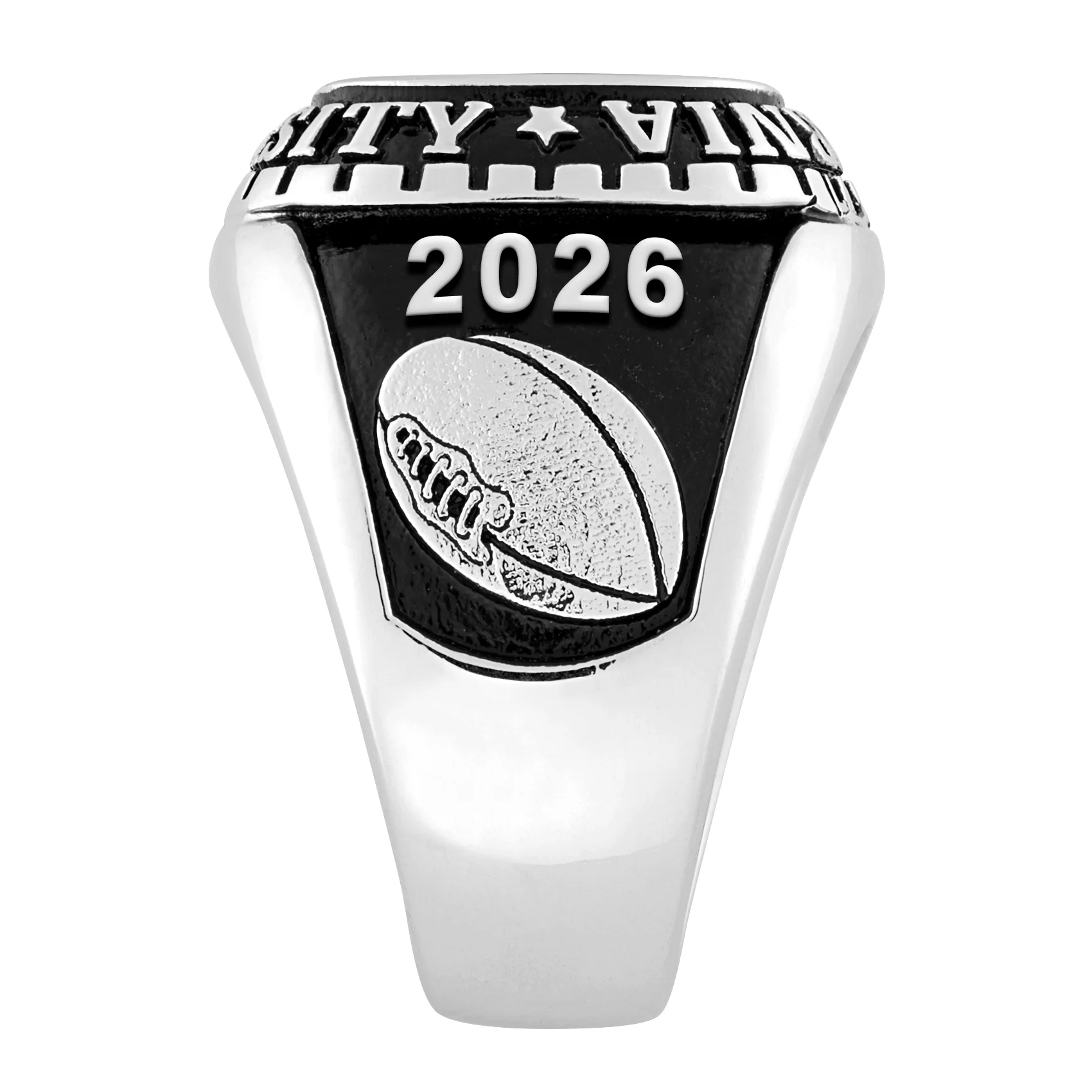 Men's Sterling Silver Large Traditional Checkerboard Birthstone Class Ring - Image 3