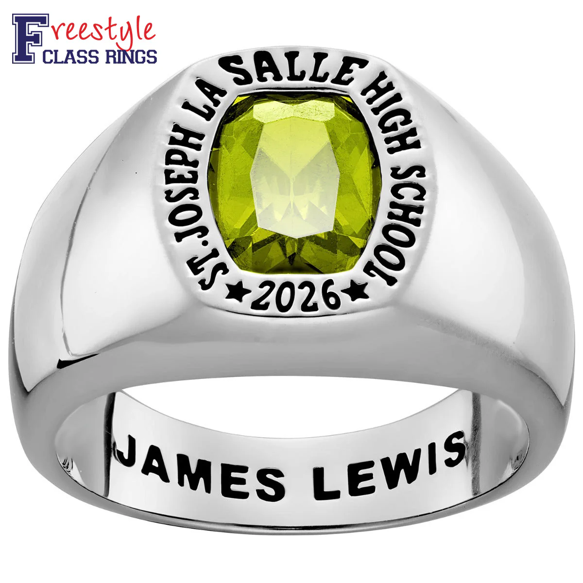 Men's Sterling Silver Minimal Birthstone Signet Freestyle Class Ring