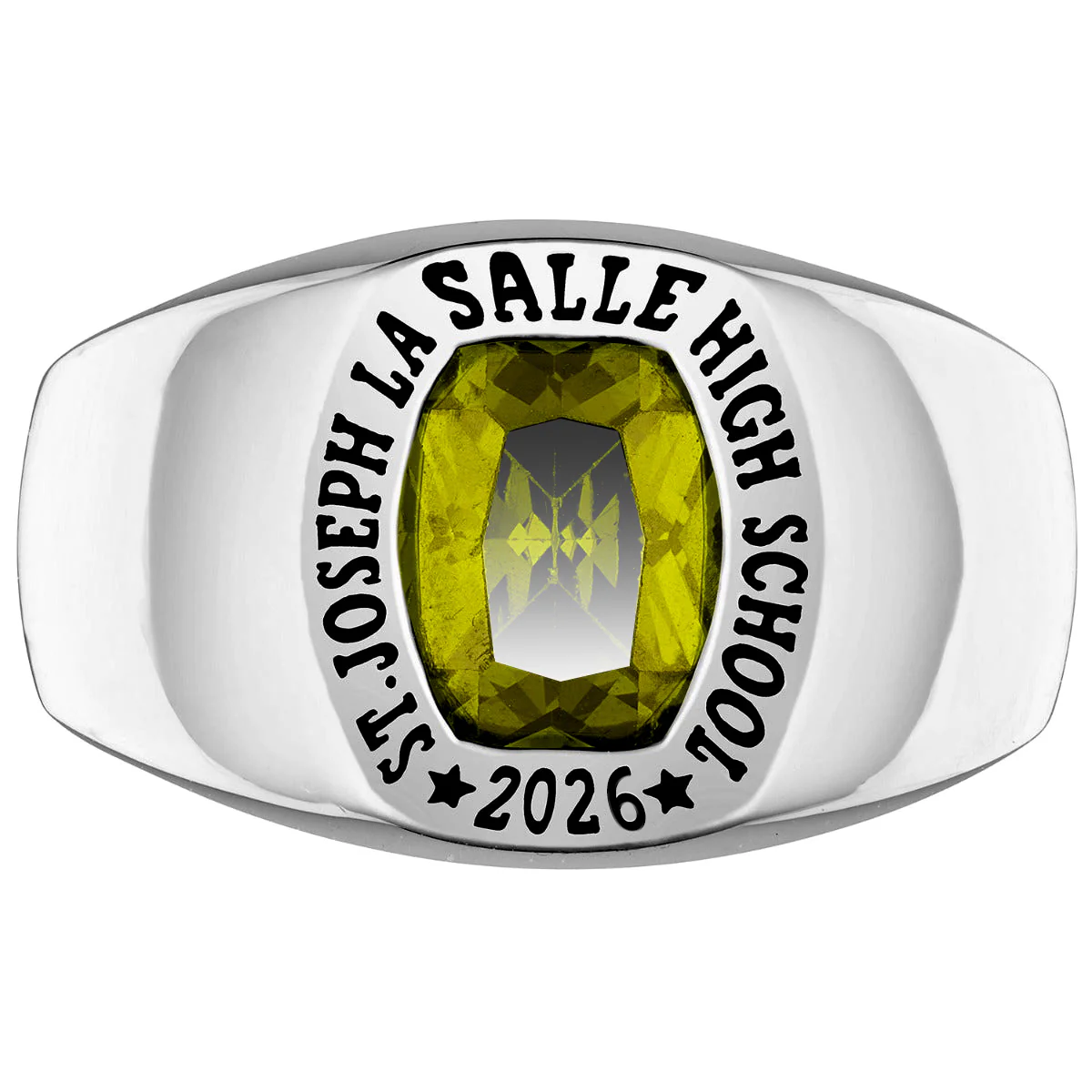 Men's Sterling Silver Minimal Birthstone Signet Freestyle Class Ring - Image 2