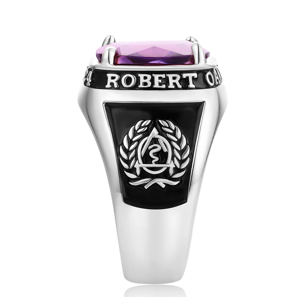 Men's Traditional Prong station Birthstone Class Ring - Image 3