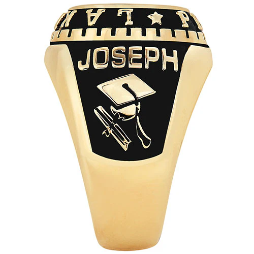 Men's Yellow CELEBRIUM Traditional Oval Stone Class Ring - Image 4