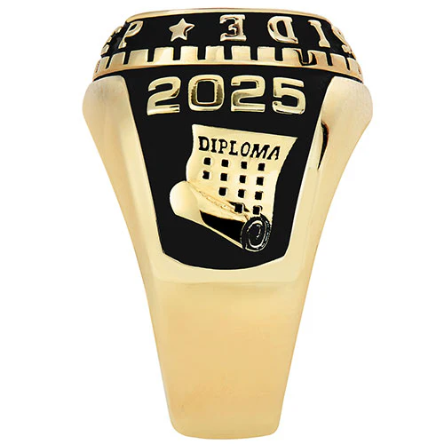Men's Yellow CELEBRIUM Traditional Oval Stone Class Ring - Image 5