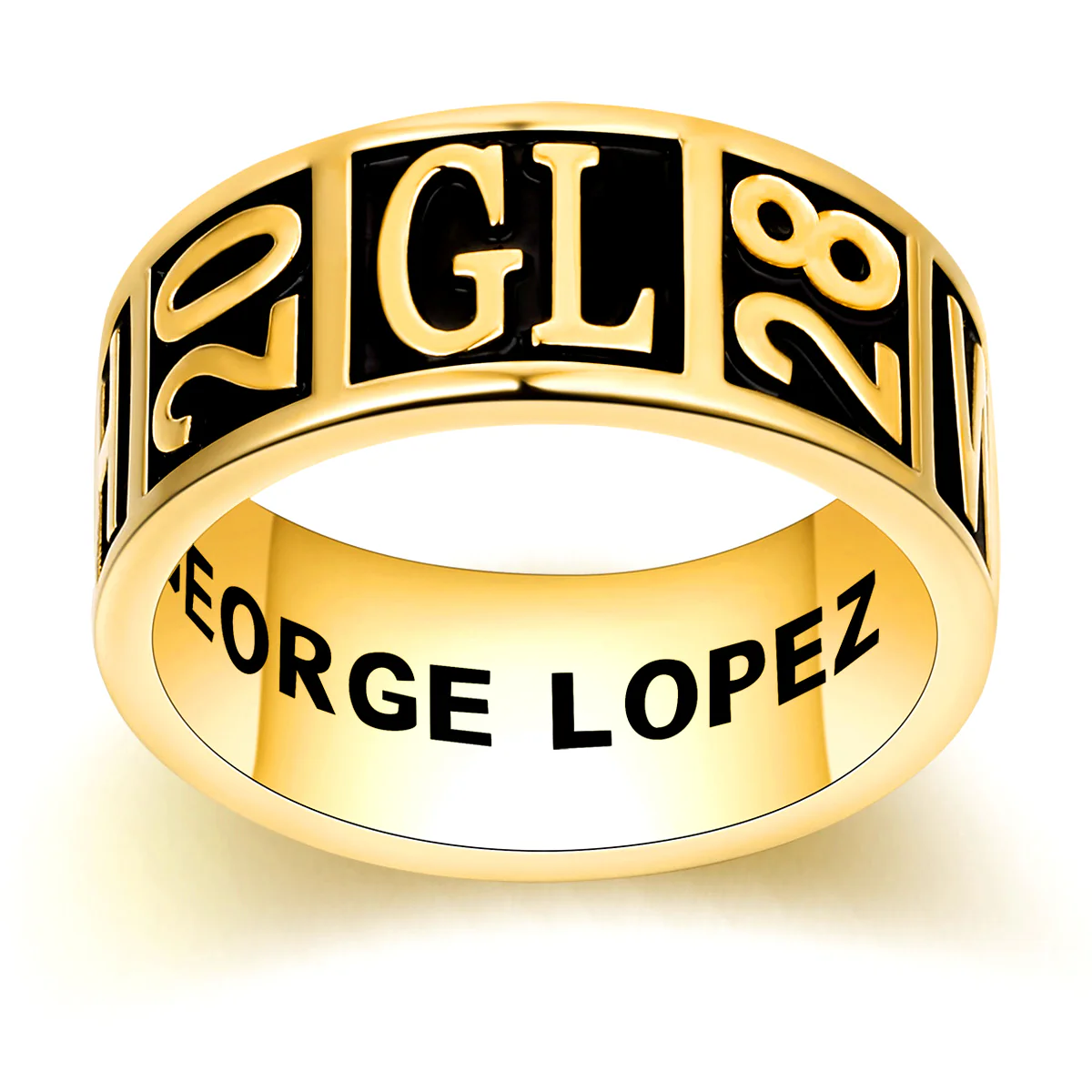 Men's 14K Gold Plated Personalized Graduation-Class Band Ring - Image 2