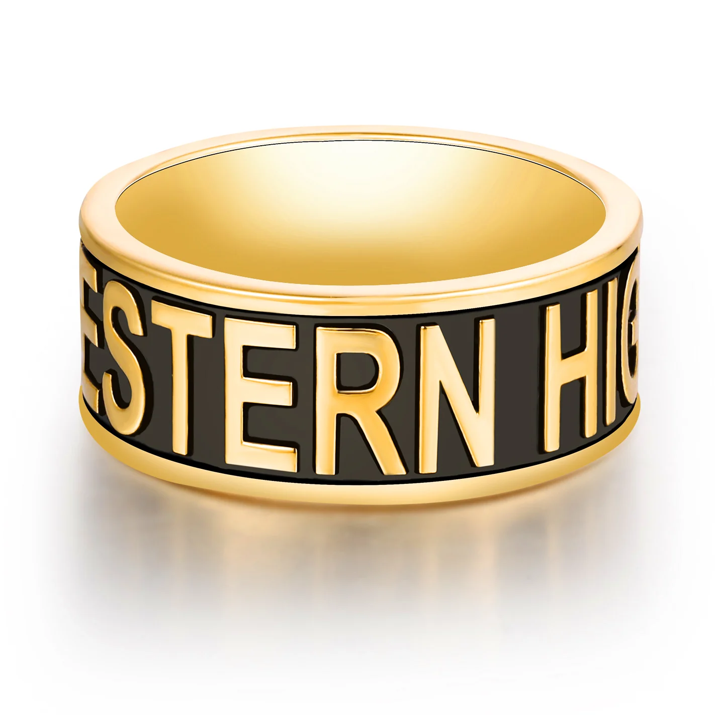 Men's 14K Gold Plated Personalized Graduation-Class Band Ring - Image 3