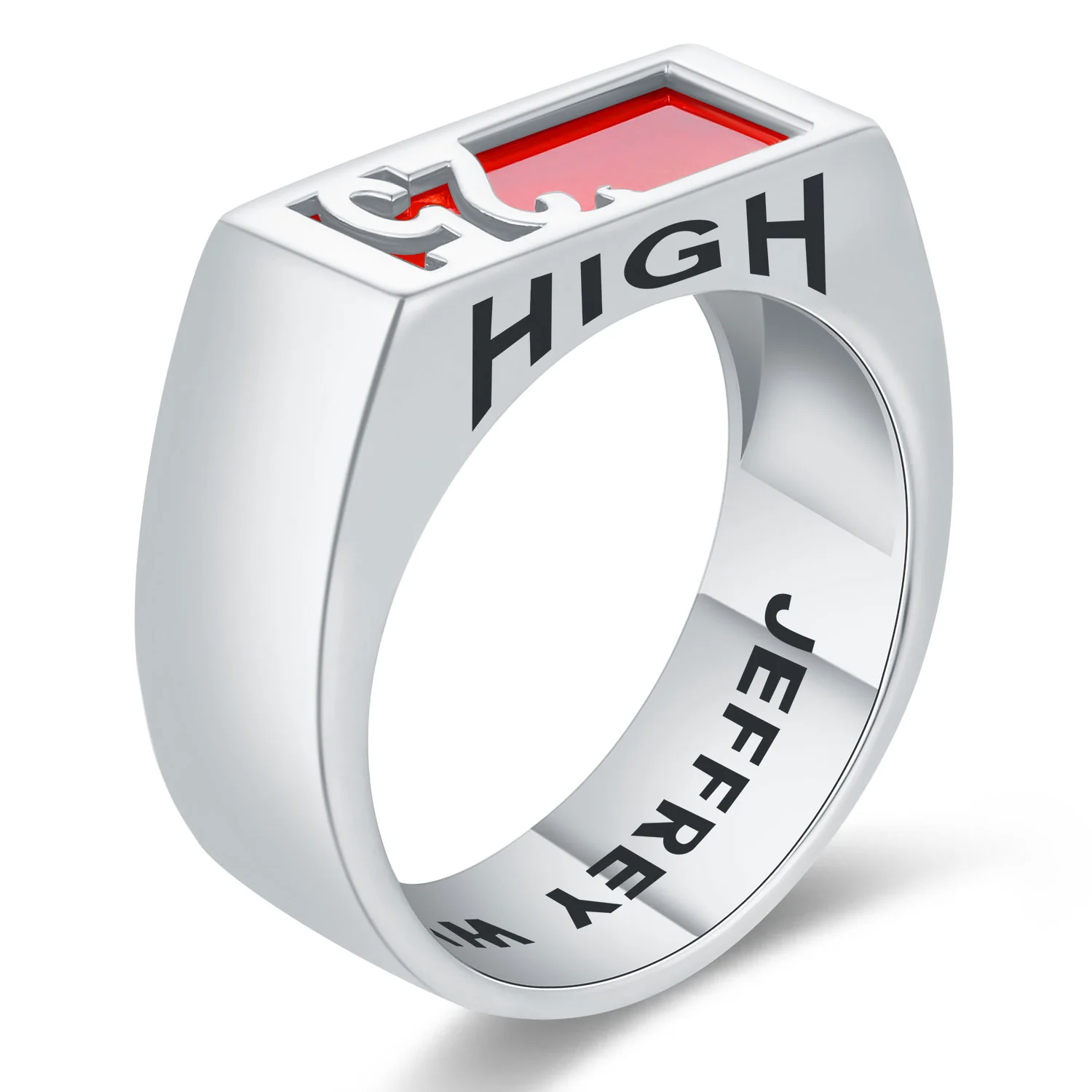 Men's Celebrium Contemporary Graduation Year Signet Class Ring - Image 2