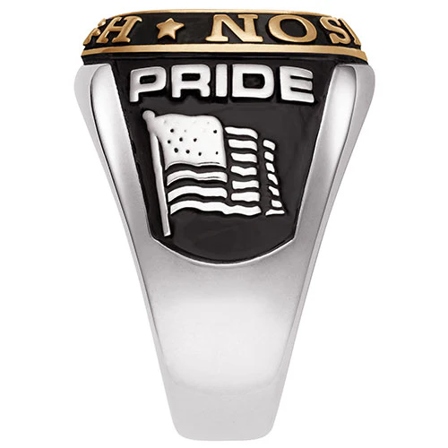 Men's Platinum and 14K Gold Plated 2-Tone Double Row Class Ring - Image 4