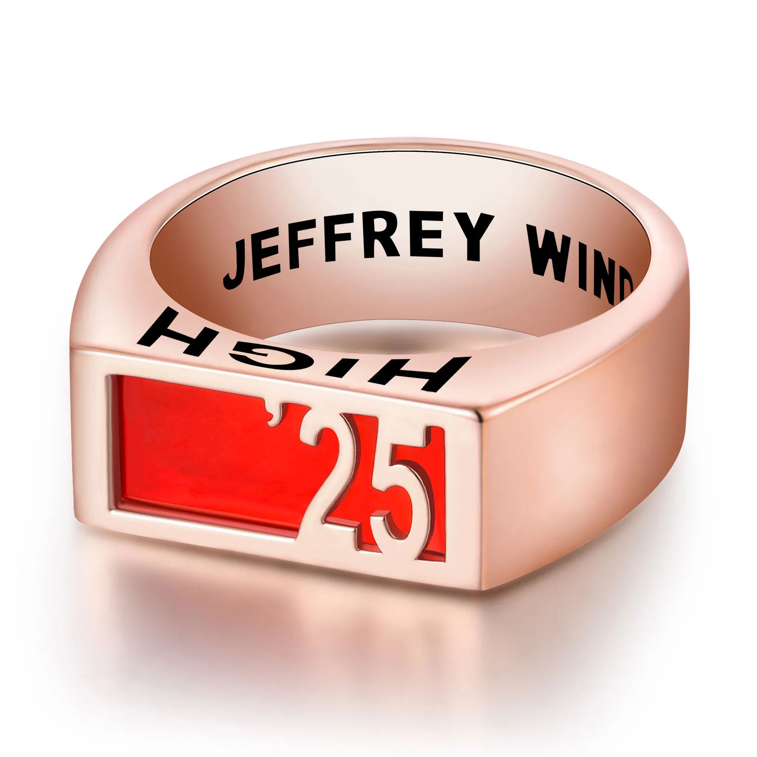 Men's Rose Gold Celebrium Contemporary Graduation Year Signet Class Ring - Image 4
