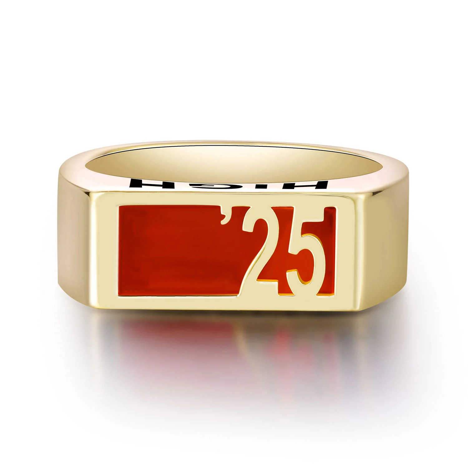 Men's Yellow Celebrium Contemporary Graduation Year Signet Class Ring - Image 3
