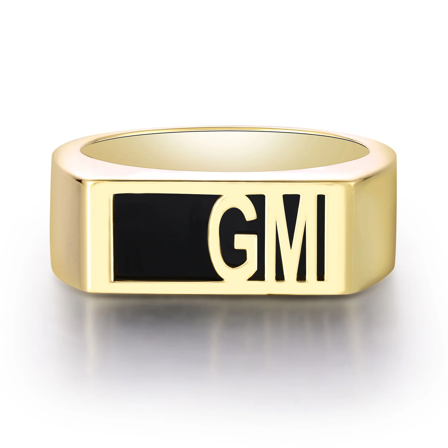 Men's Yellow Celebrium Modern Monogram Signet Opaque Stone Ring - Image 3