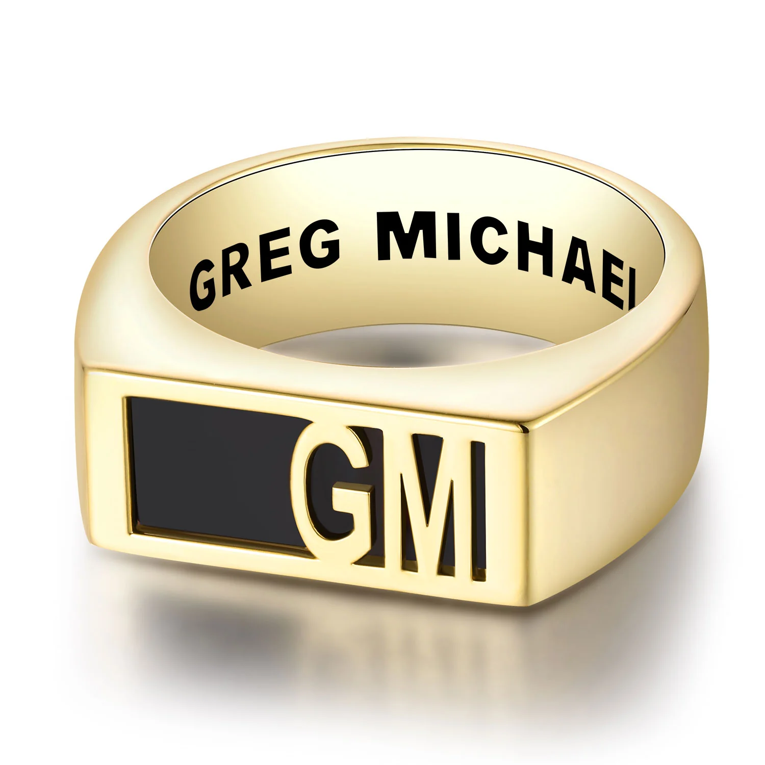 Men's Yellow Celebrium Modern Monogram Signet Opaque Stone Ring - Image 4