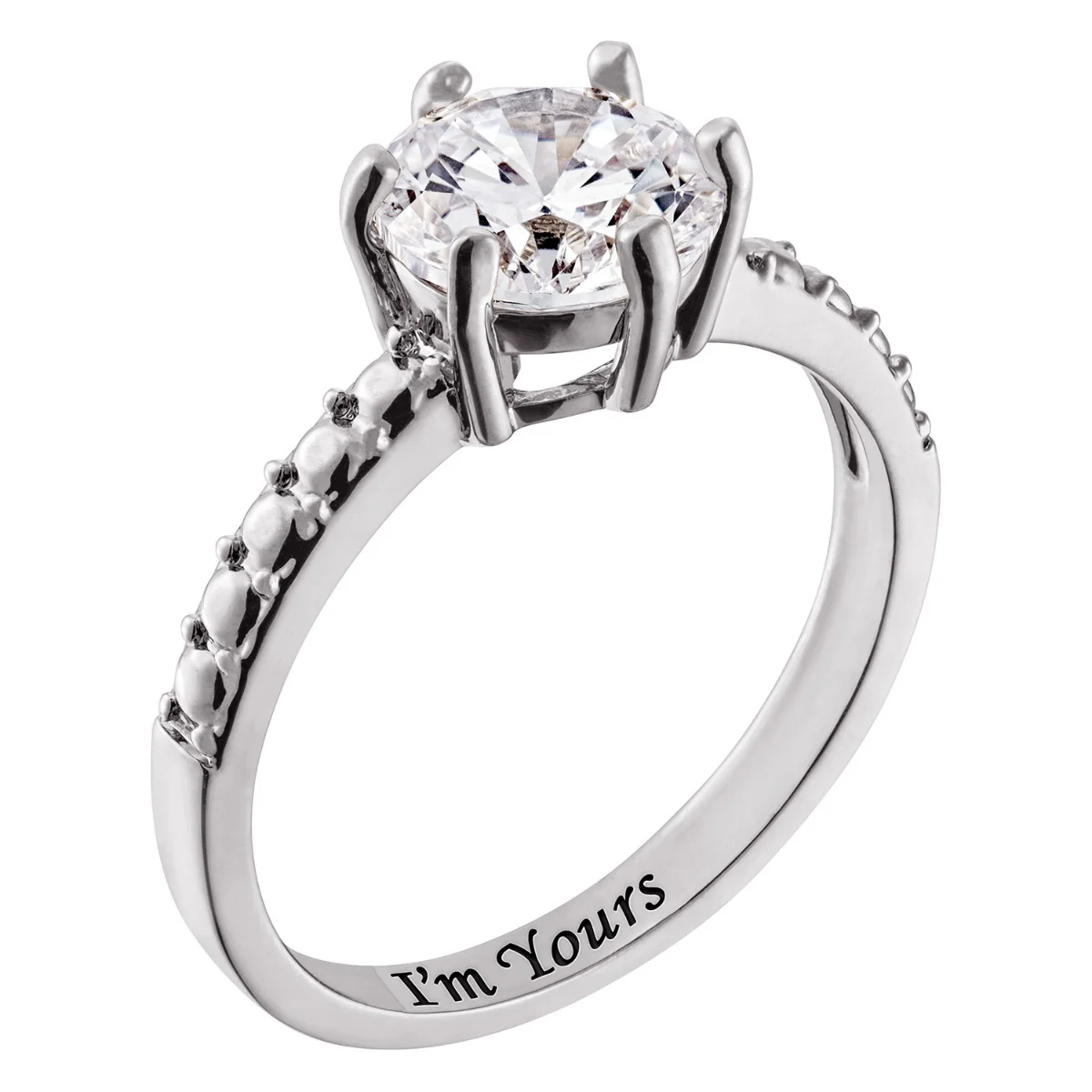 Minimal Silver Plated Round Cut Solitaire Engagement Ring - Image 2