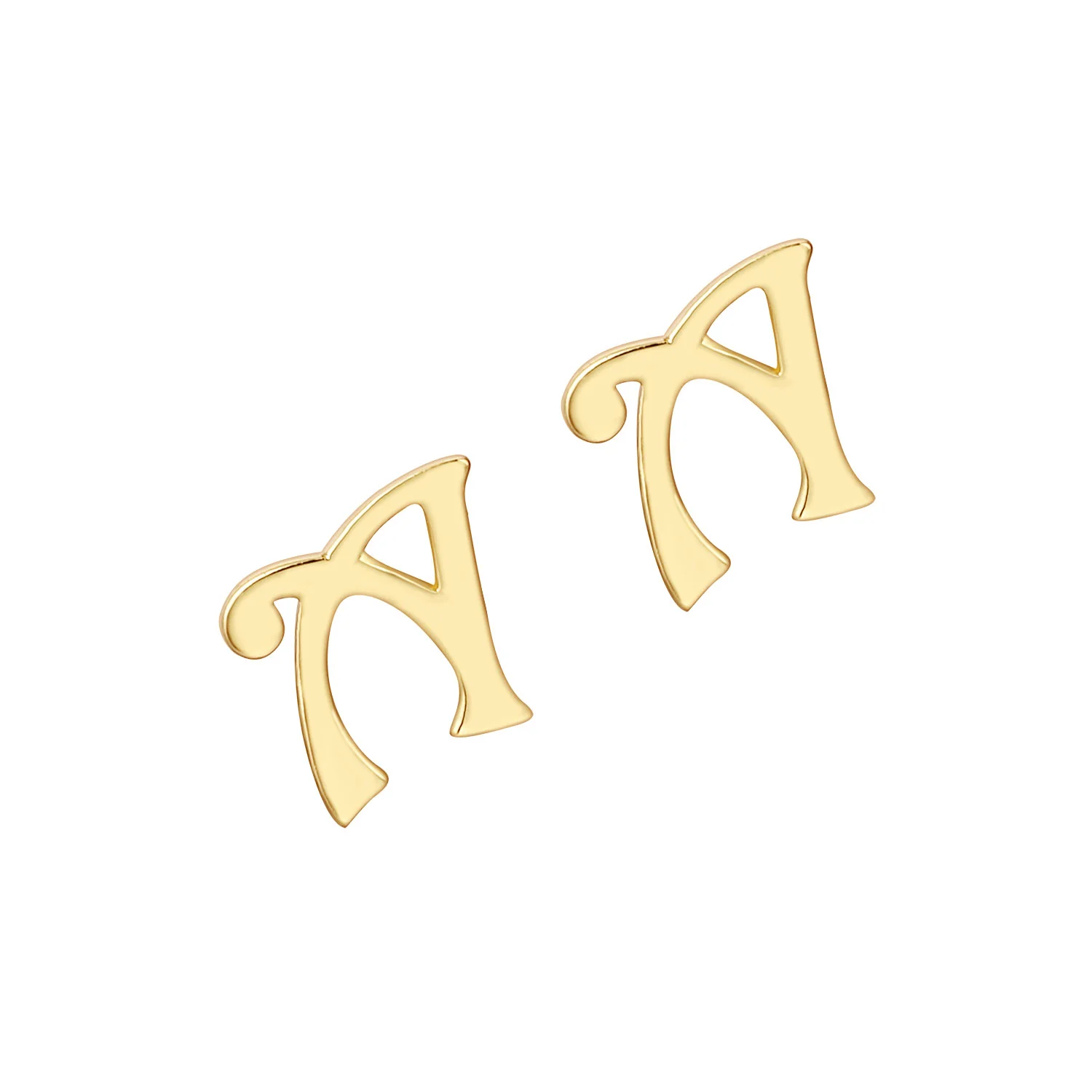 Modern Script Initial Button Earrings - Image 4