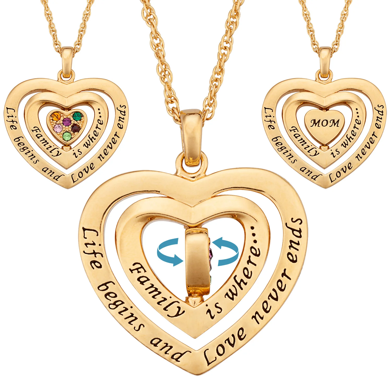 Birthstone Swivel Family Heart Pendant - Image 4
