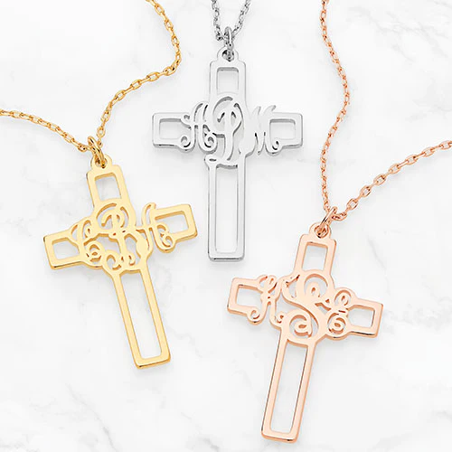 Mongram Cross Necklace
