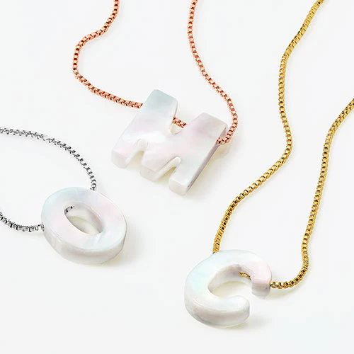 Mother of Pearl Initial Necklace - 18in