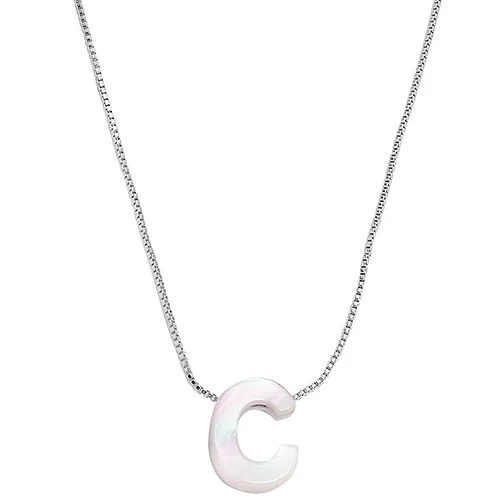 Mother of Pearl Initial Necklace - 18in - Image 7