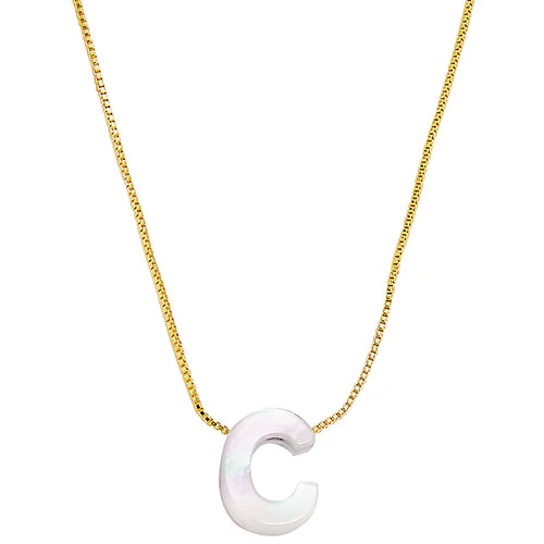 Mother of Pearl Initial Necklace - 18in - Image 8