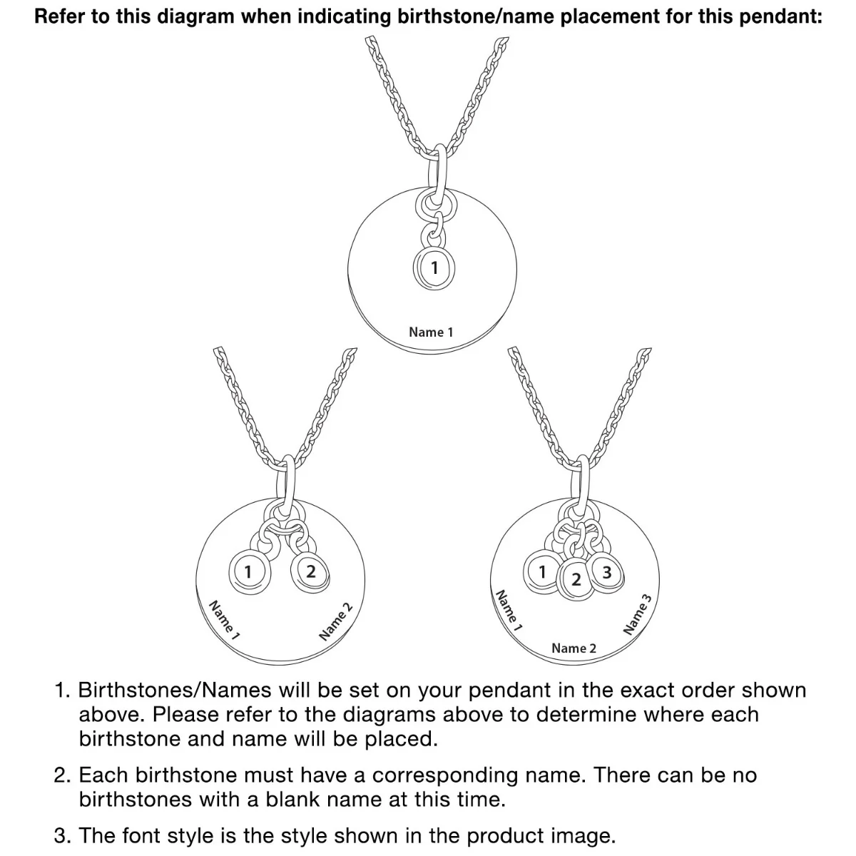 Mother's Engraved Disc with Birthstones Cluster Necklace - Image 9