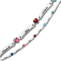 Mother's Name and Heart Birthstones Bar Bracelet - Image 2