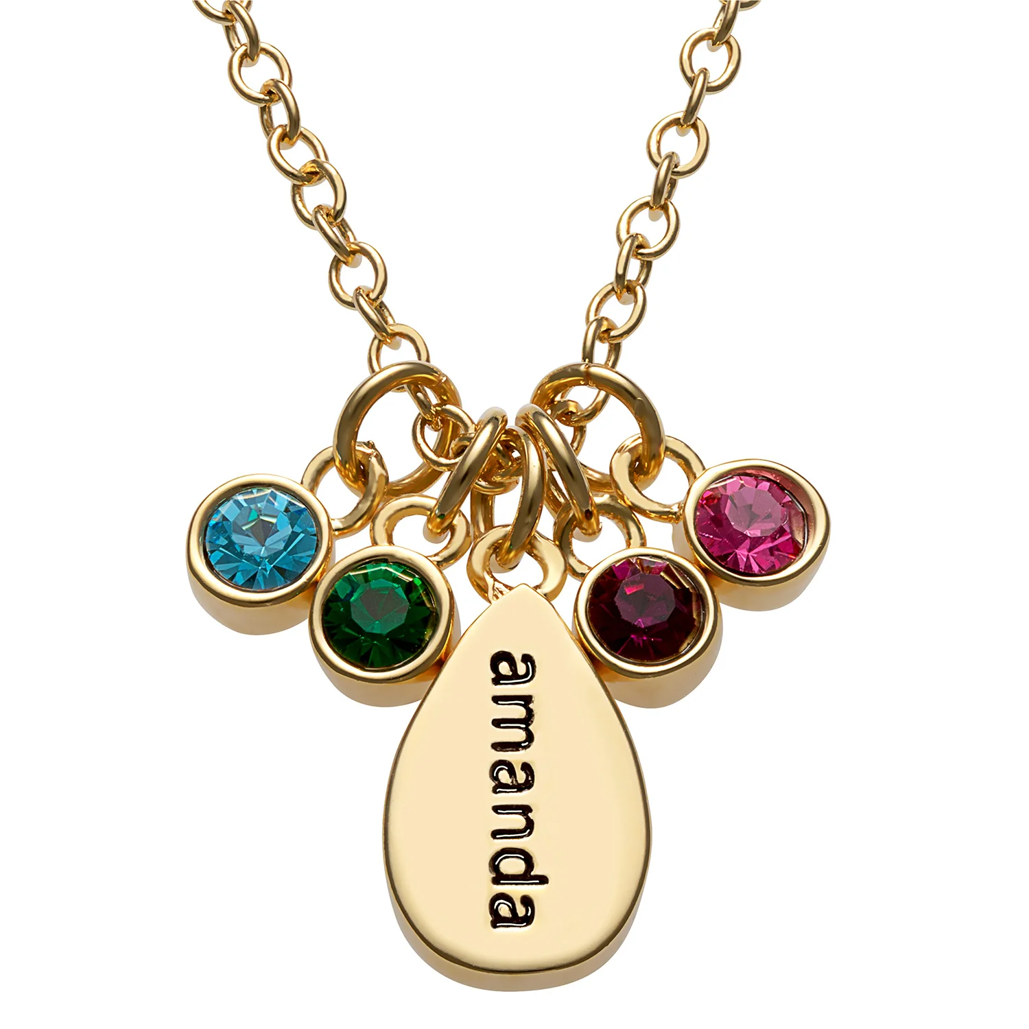 Mother's Name Teardrop Pendant with Birthstones