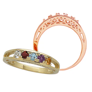 Mother's Birthstone Heart Band Ring - Image 2