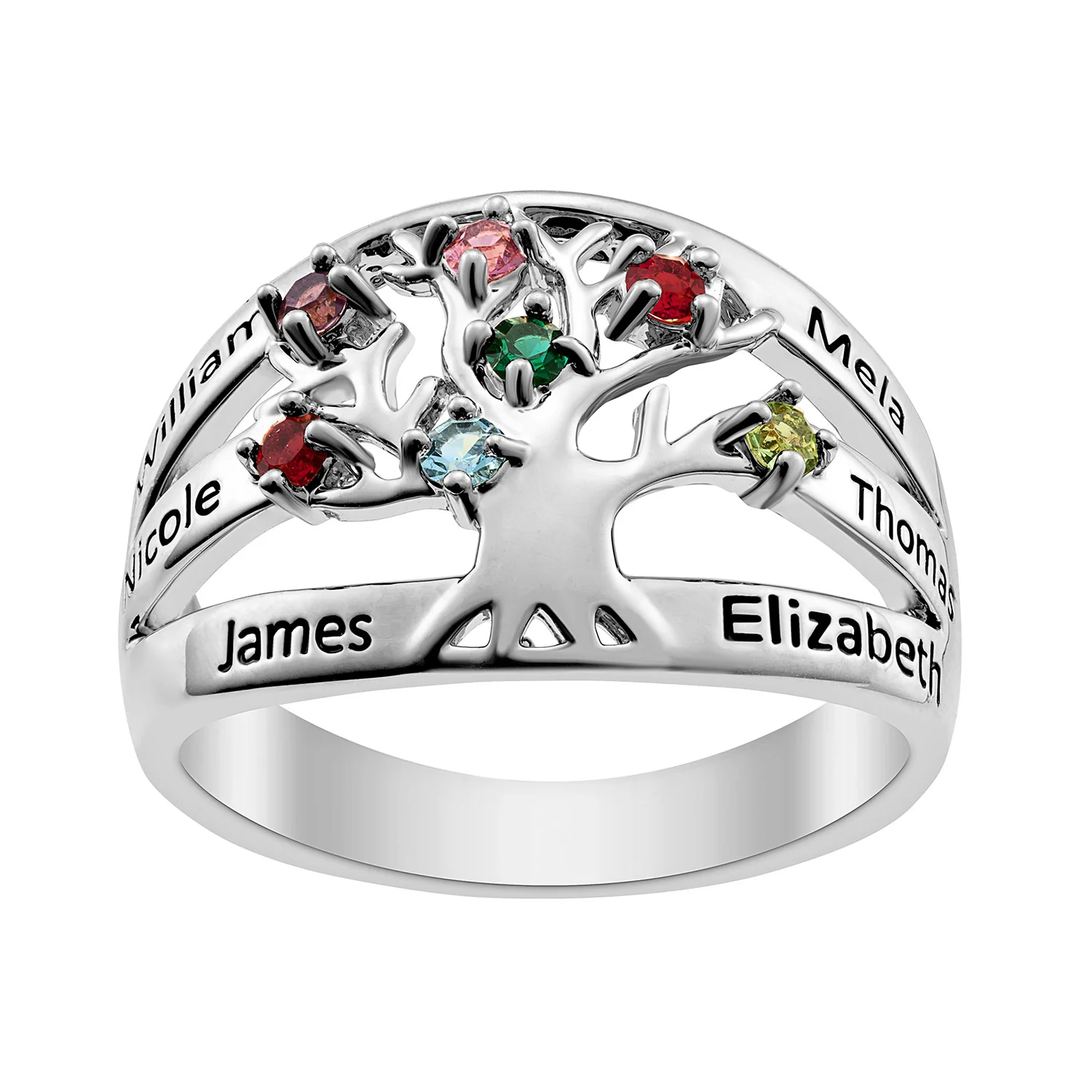 Name and Birthstone Family Tree Ring