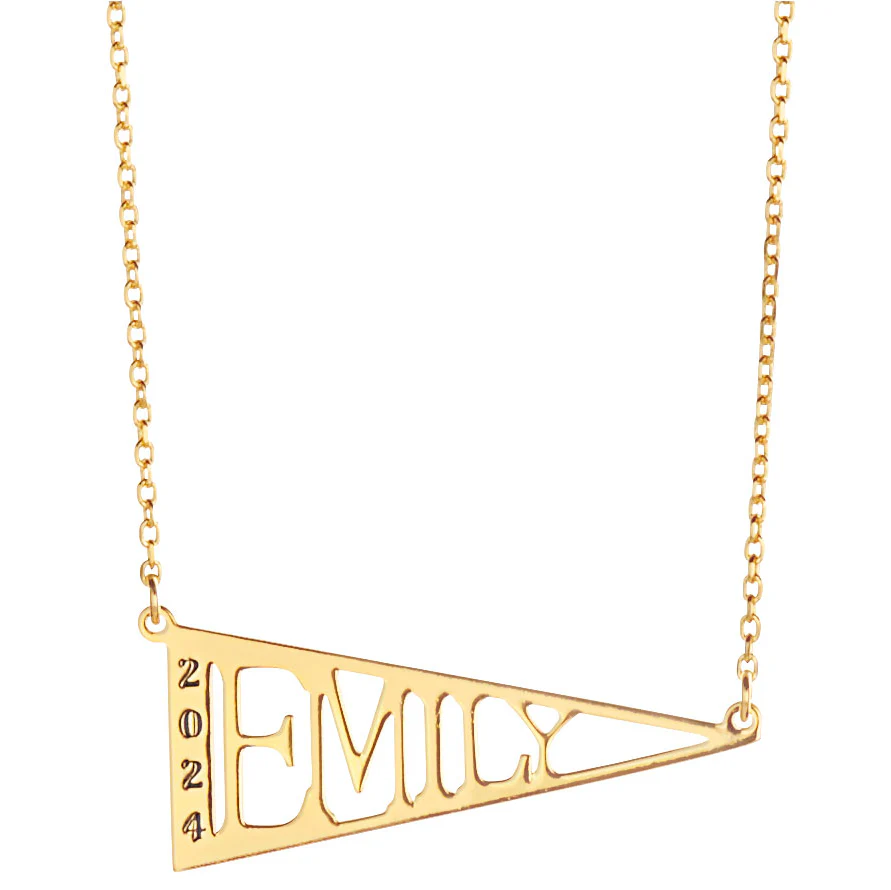 Name Pennant with Engraved Year Necklace - Image 4