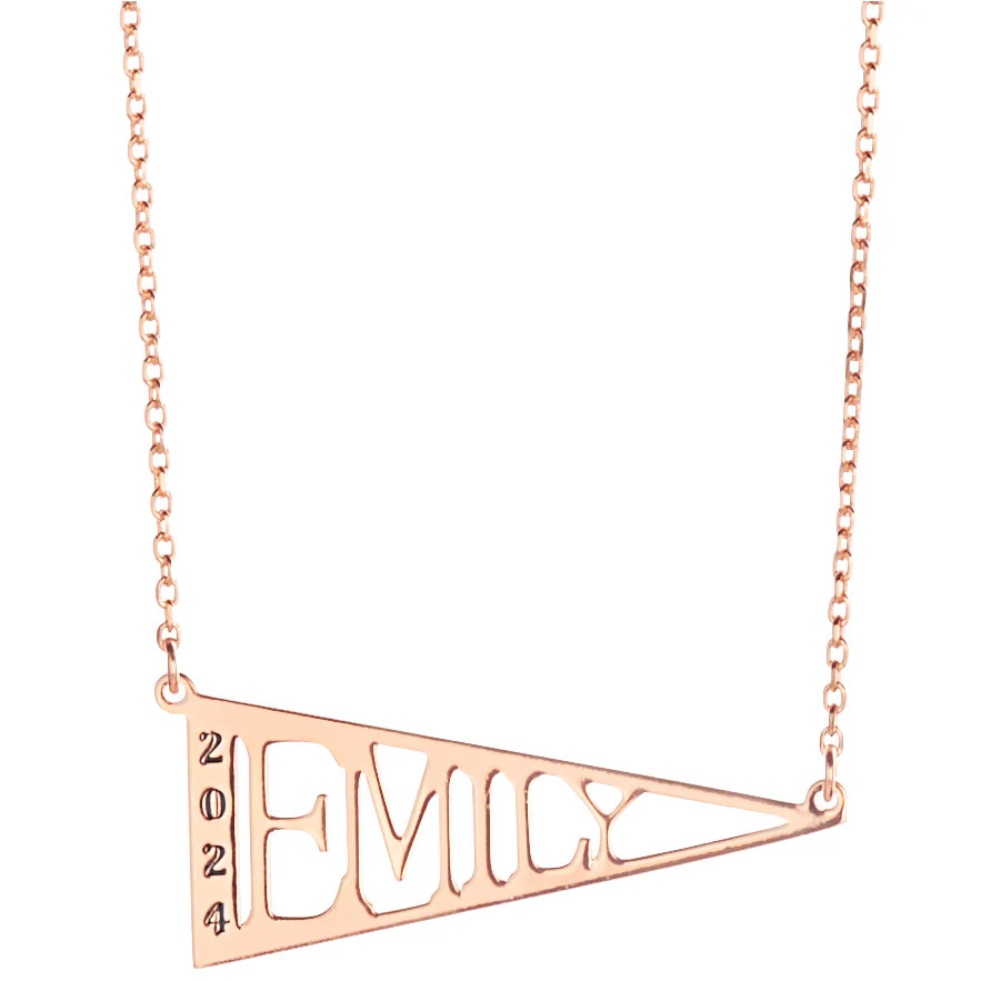 Name Pennant with Engraved Year Necklace - Image 6