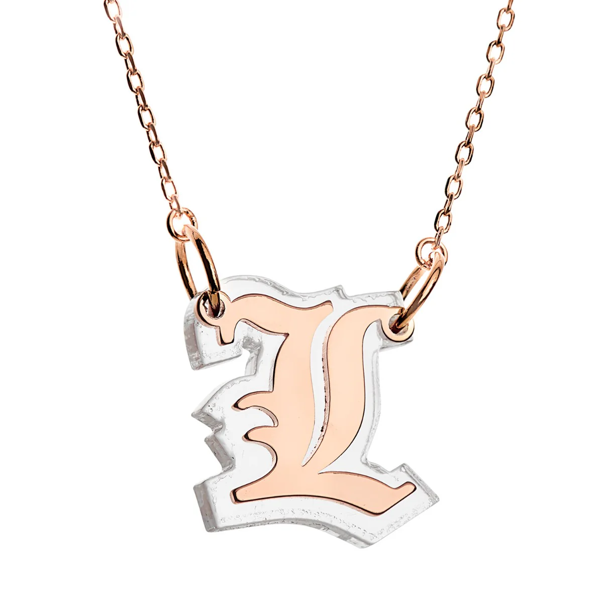Old English Initial on Translucent Plaque Necklace - Image 6