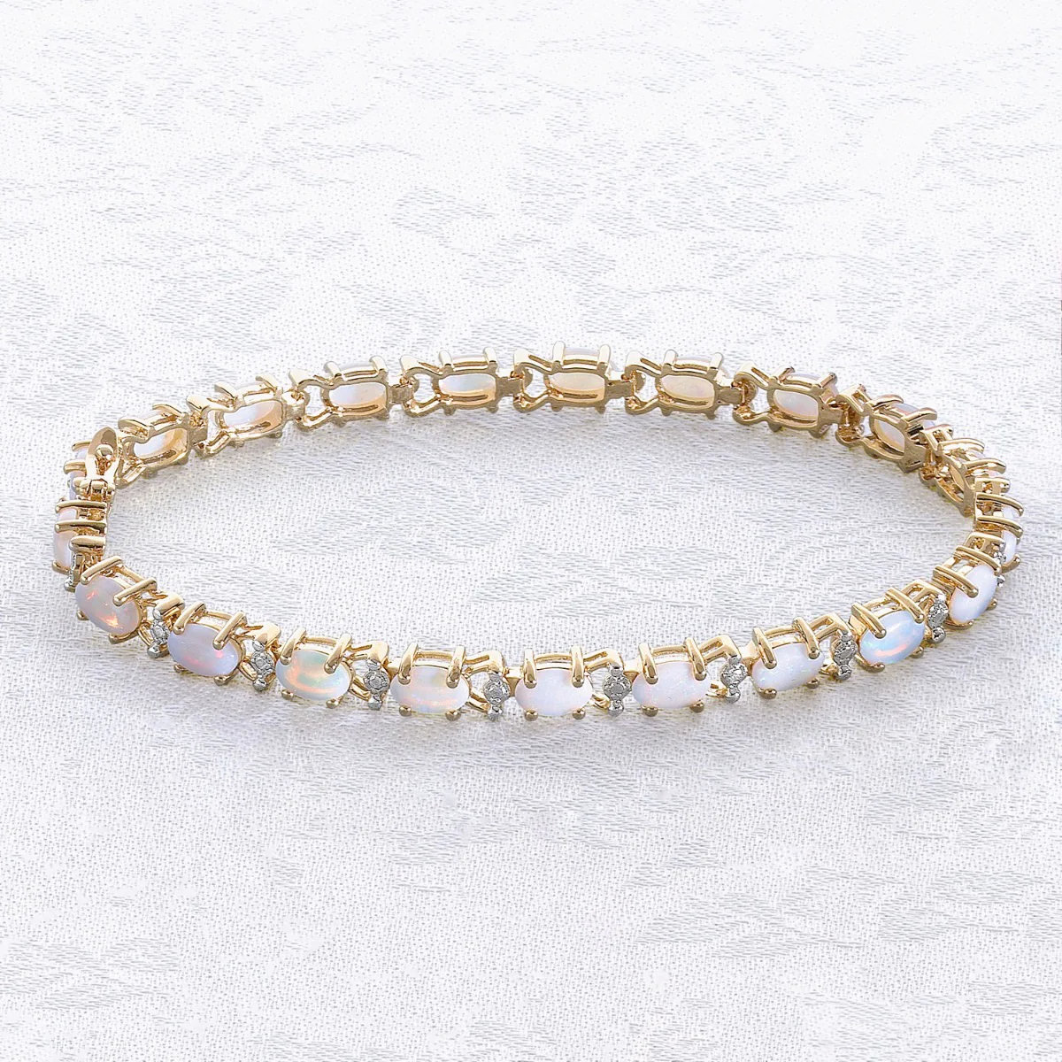 Opal and Diamond 8 Inch Tennis Bracelet